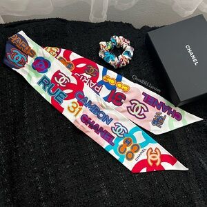 Auth Chanel Multicolor CC Logo Hair Tie Bandeau - Kept Unused